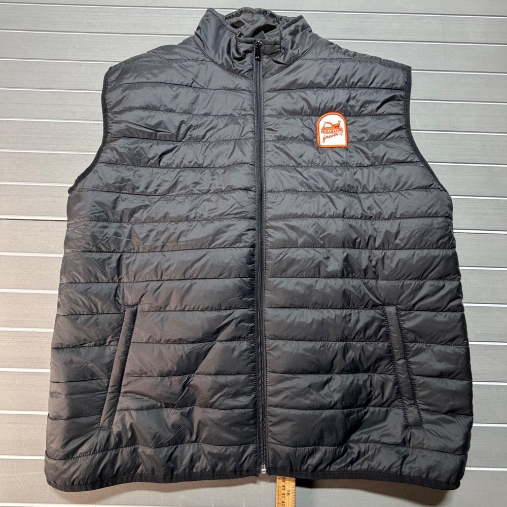 Pheasants Forever Mens XL Black Puffer Vest Quilted Full Zip Lightweight Padded